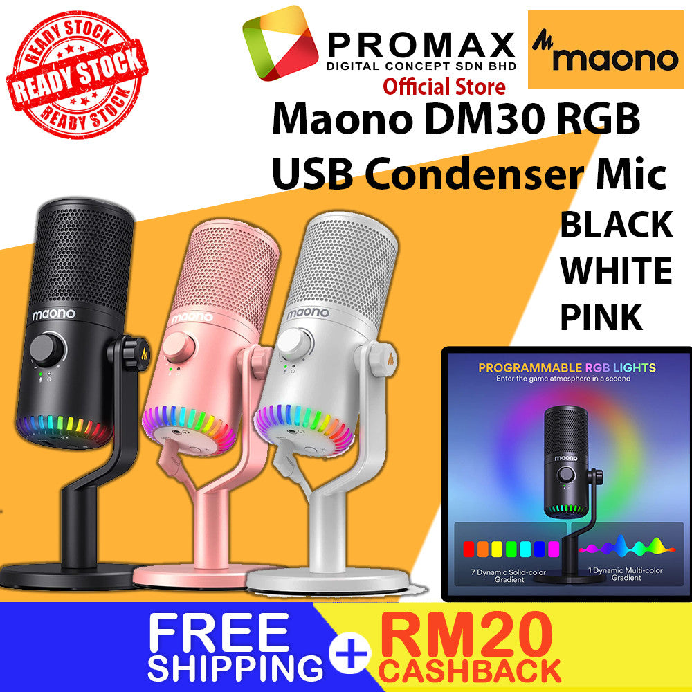 MAONO DM30 RGB Programmable USB Condenser Microphone Mic For streaming gaming Maonocaster DM30RGB