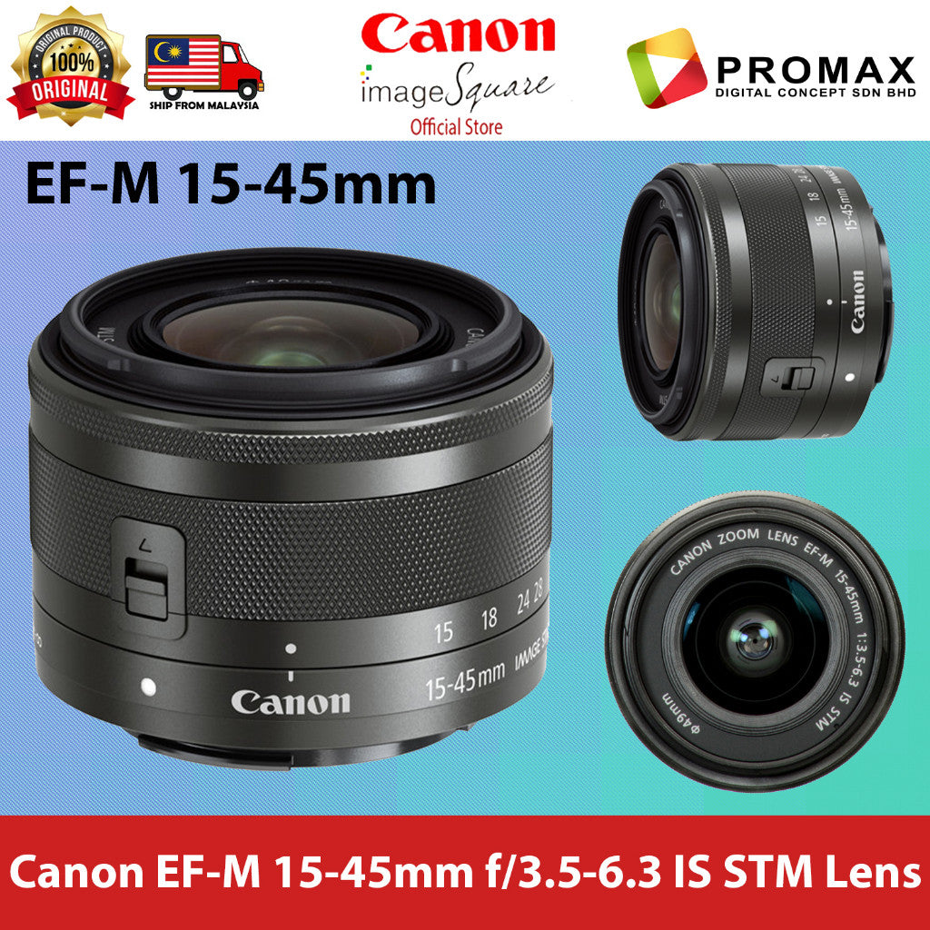 Ready Stock! Canon EF-M 15-45mm f/3.5-6.3 IS STM Lens Canon Malaysia - 3 Months Warranty (No Box).