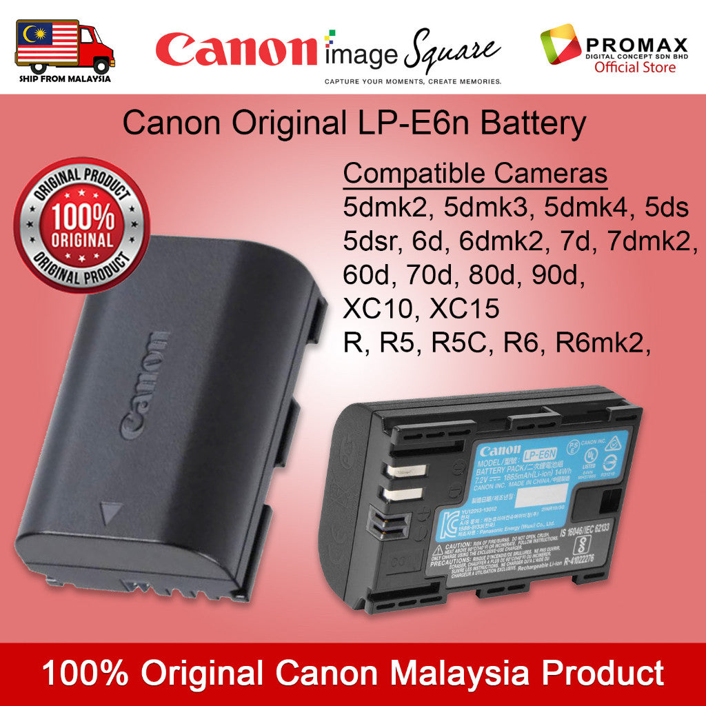 Canon LP-E6n lpe6n E6n Battery Pack EOS R, 5d4, 5d3, 5d2, 5ds, 5dsr, 6d, 6d2, 7d, 7d2, 90D, 80D, 70D, 60D
