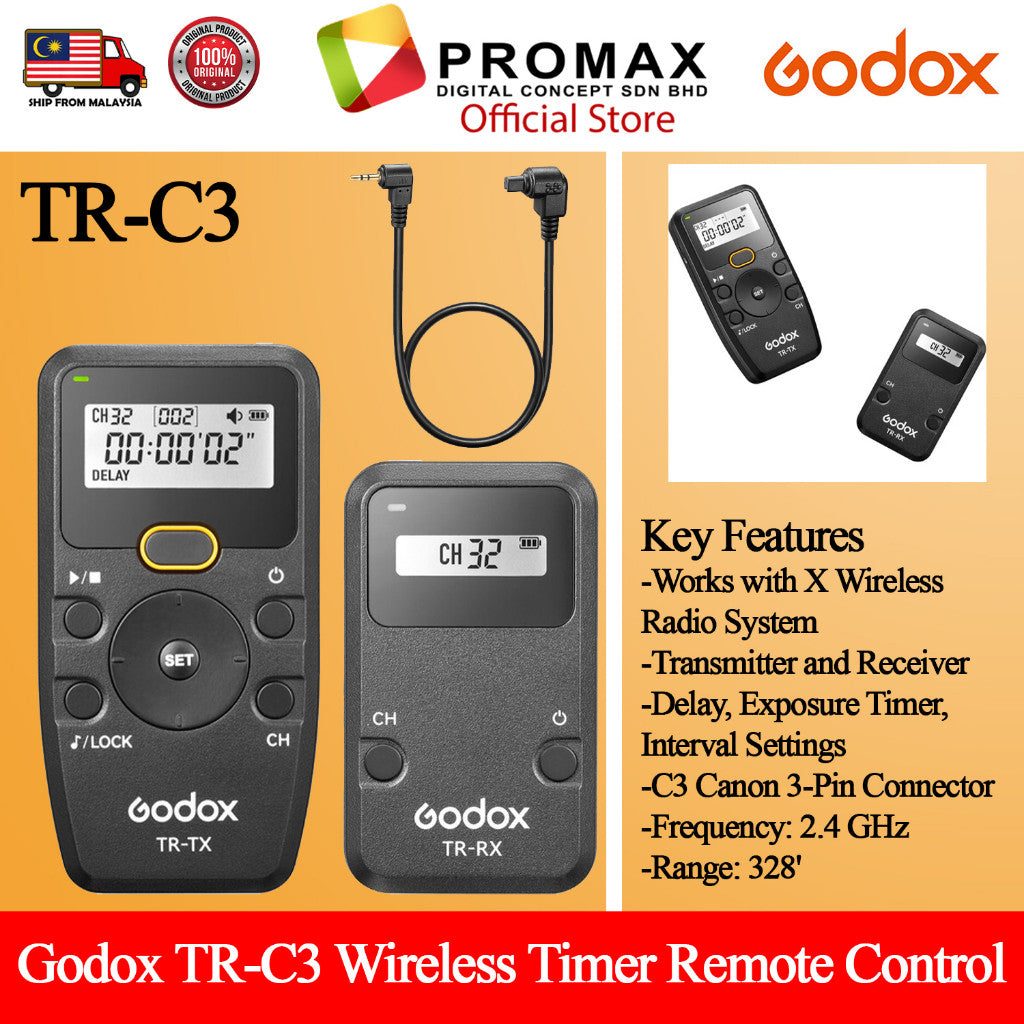 Godox TR-C1/TR-C3/TR-S2/TR-N1/TR-N3 Wireless Timer Remote Control Canon,Sony,Nikon,Fujifilm,Pentax,Samsung,Contax.