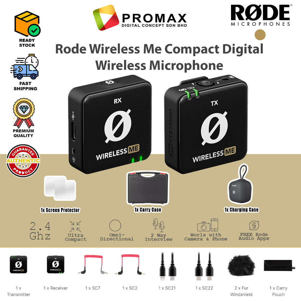 (Ready Stock) RODE Wireless ME Compact Digital Wireless Microphone System ( 2.4 GHz, Black )