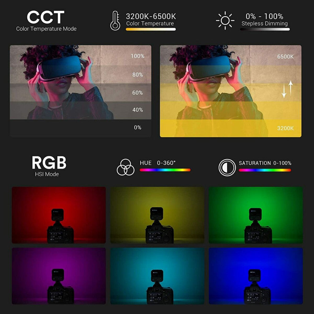 Godox LITEMONS LED 6R RGB Video Light Dimmable Color 3200K-6500K 13 FX Effects Built-in 1800mAh Li-ion Battery LED6R