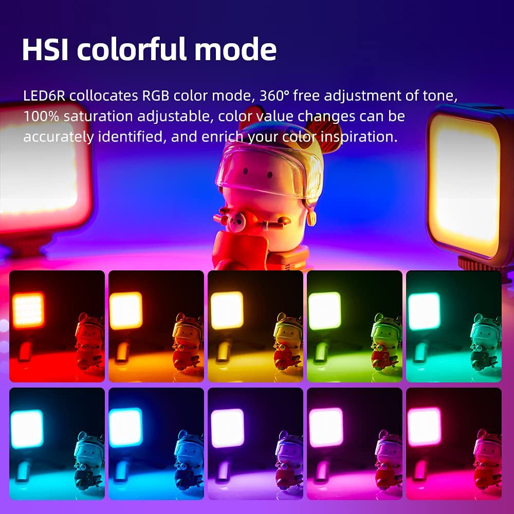 Godox LITEMONS LED 6R RGB Video Light Dimmable Color 3200K-6500K 13 FX Effects Built-in 1800mAh Li-ion Battery LED6R