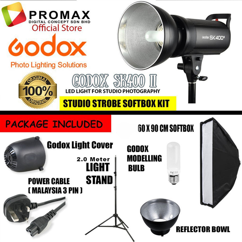 Godox SK400II / SK-400IIV Professional 400Ws Studio Flash Strobe Light Set SK-400 II SK-400II V