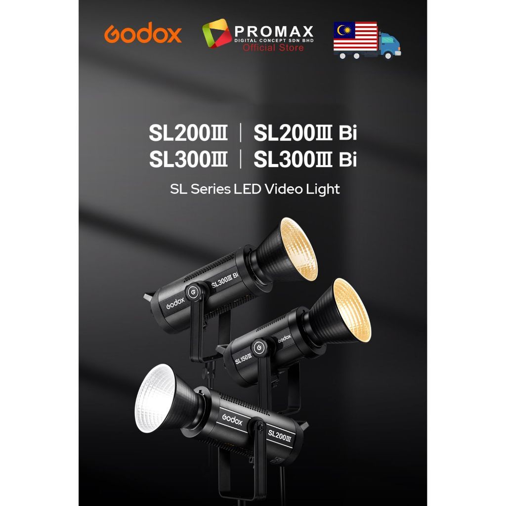 GODOX SL200III D / SL200III BI / SL300III D / SL300III BI LED Video Light - DAYLIGHT / BI-COLOR SL200 III SL300 III