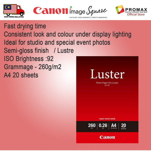 Canon A4 Photo Paper Pro Luster 20 shts LU-101
