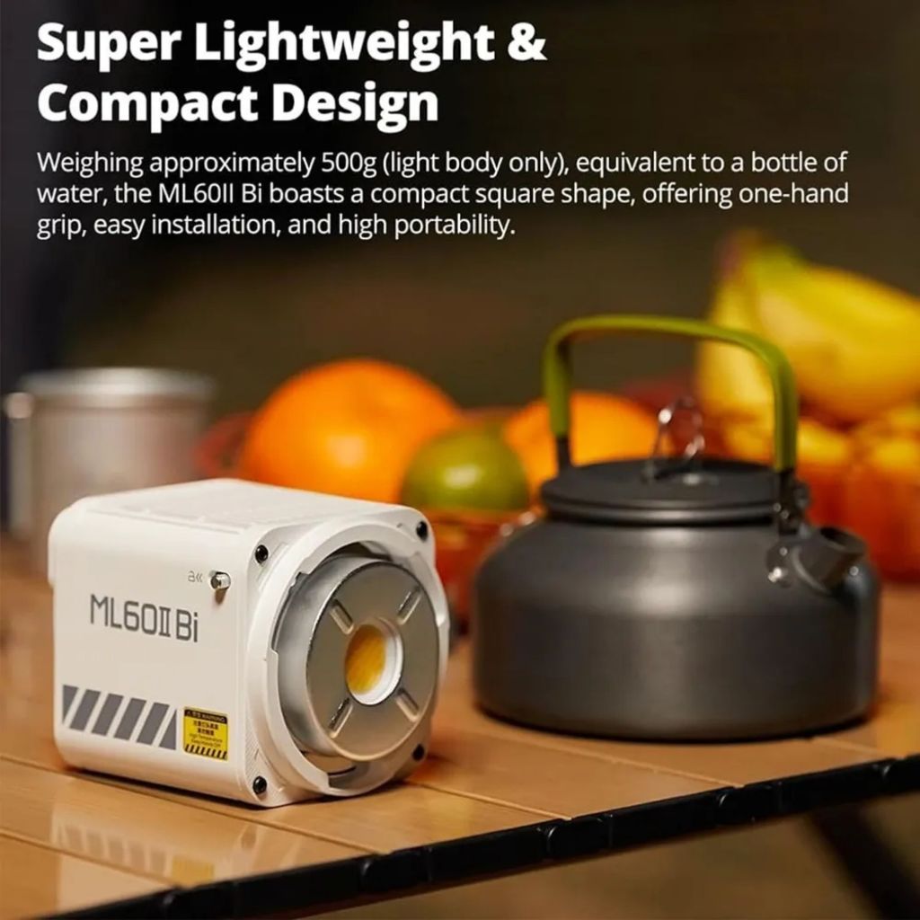 Godox ML60II Bi 70W Bi-Color Portable LED Video Light with AK-B01 NP-F Battery Grid