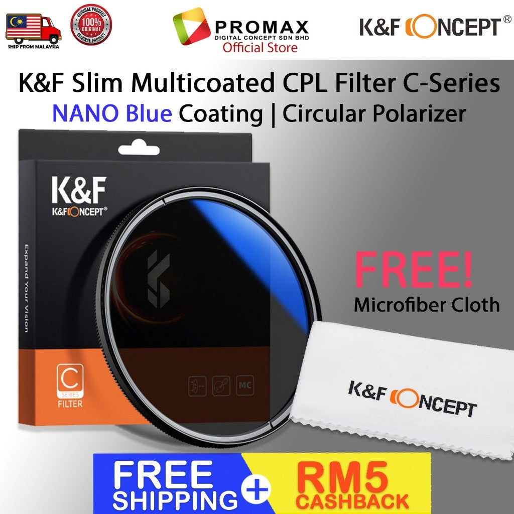 CHEAPEST! K&F Concept C-Series Slim Multicoated CPL Circular Polarizer Filter BLUE COATING
