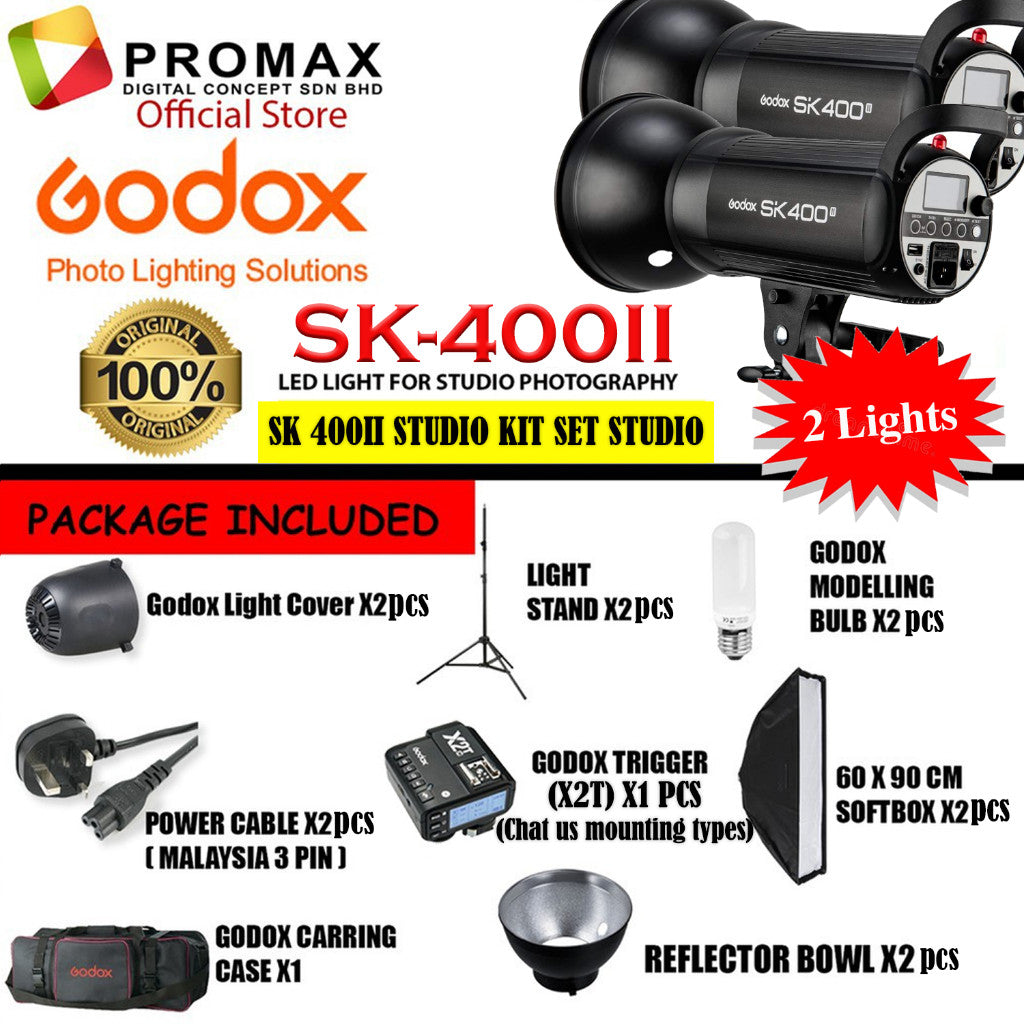 GODOX SK-400II / SK-400II-V DUAL SET Studio Flash Strobe Light SK400 II SK400II sk400iiv