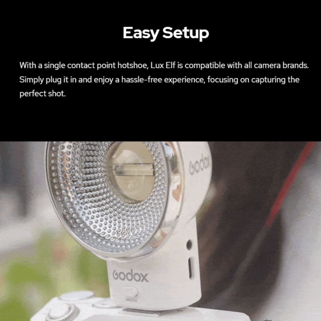 Godox LUX ELF Retro Camera Flash with 7.4V 350mAh Lithium Battery and Convenient Charging