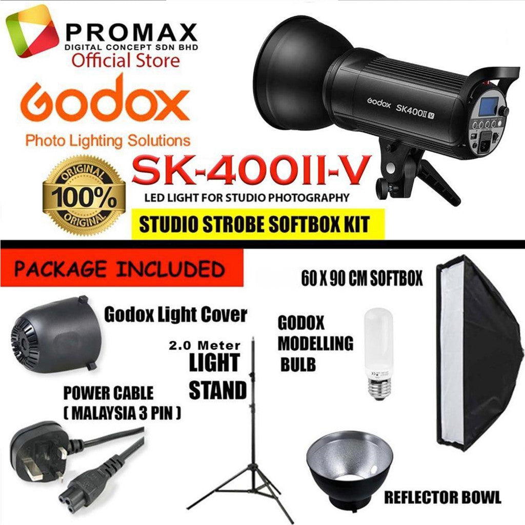 Godox SK400II / SK-400IIV Professional 400Ws Studio Flash Strobe Light Set SK-400 II SK-400II V