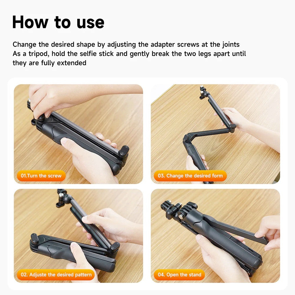 TELESIN TE-TPR-009 3-Way Arm Hand Grip Multifunctional Foldable Tripod Selfie Stick