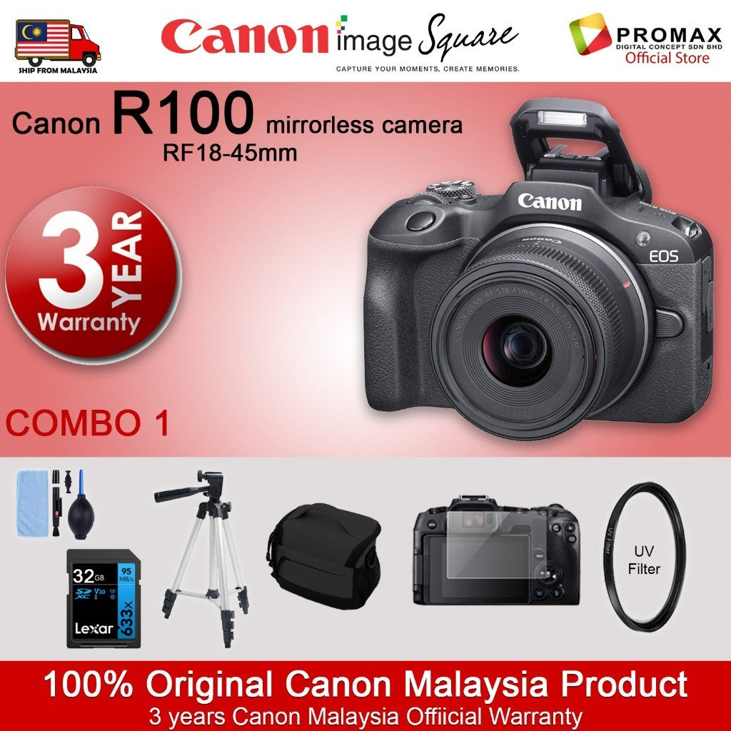 CHEAPEST! Canon EOS R100 18-45mm Mirrorless Digital Camera / 55-210mm - MALAYSIA 3 YEARS WARRANTY