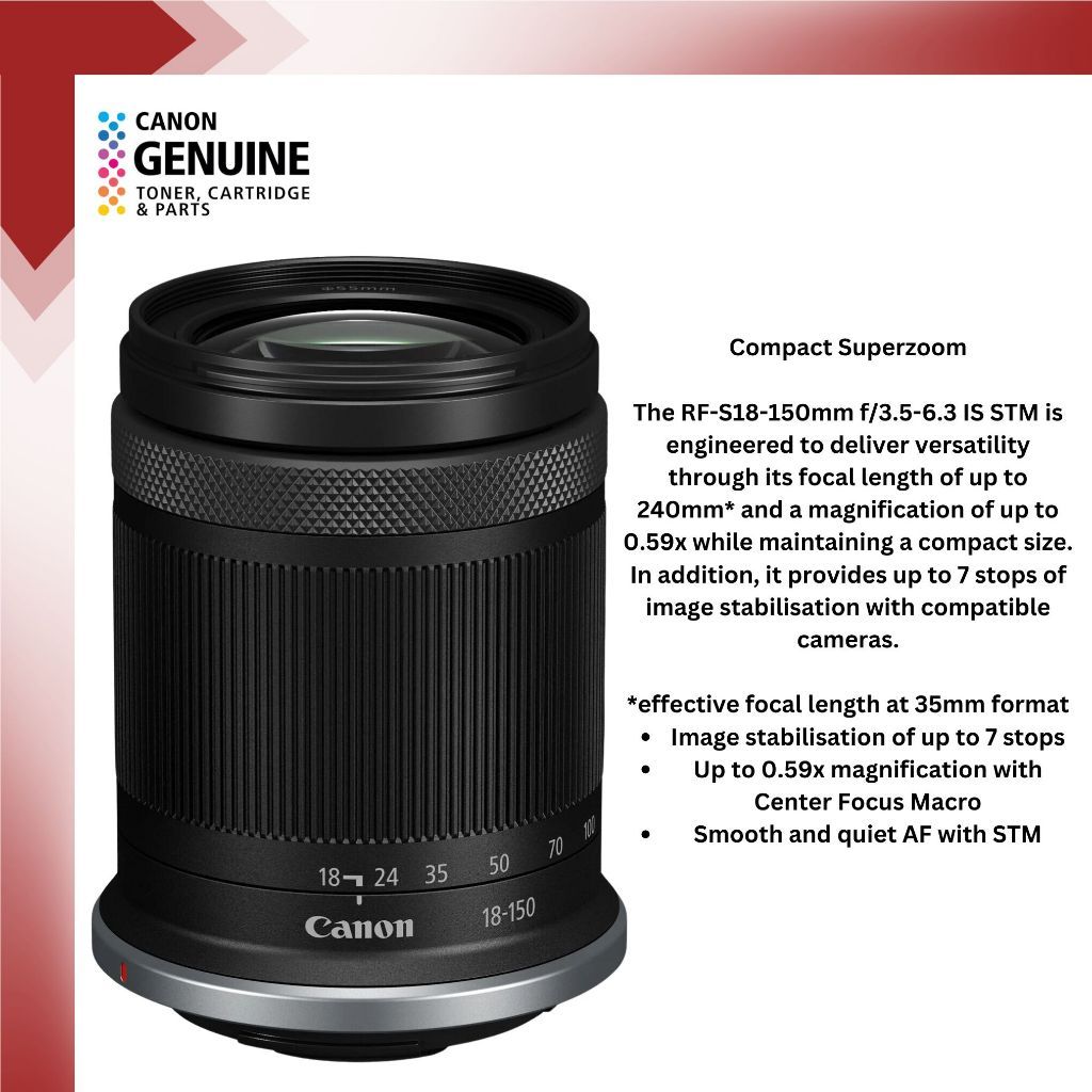 Canon RF-S 18-150mm f/3.5-6.3 IS STM Lens RF-s18-150mm RF18-150mm ( No Box ,CANON MALAYSIA )