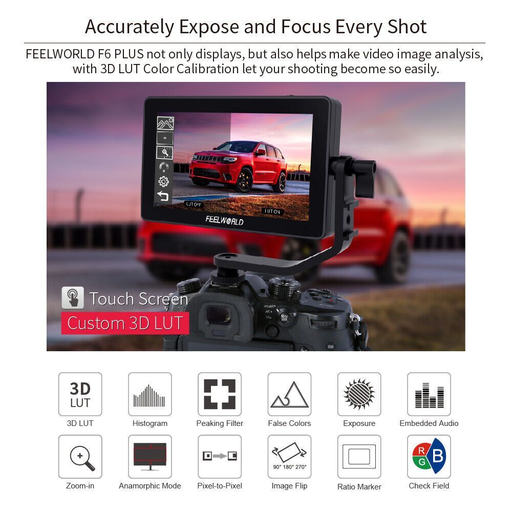 FEELWORLD F6 Plus V2 6 Inch IPS 3D LUT Touch Screen 4K HDMI Camera Field Monitor