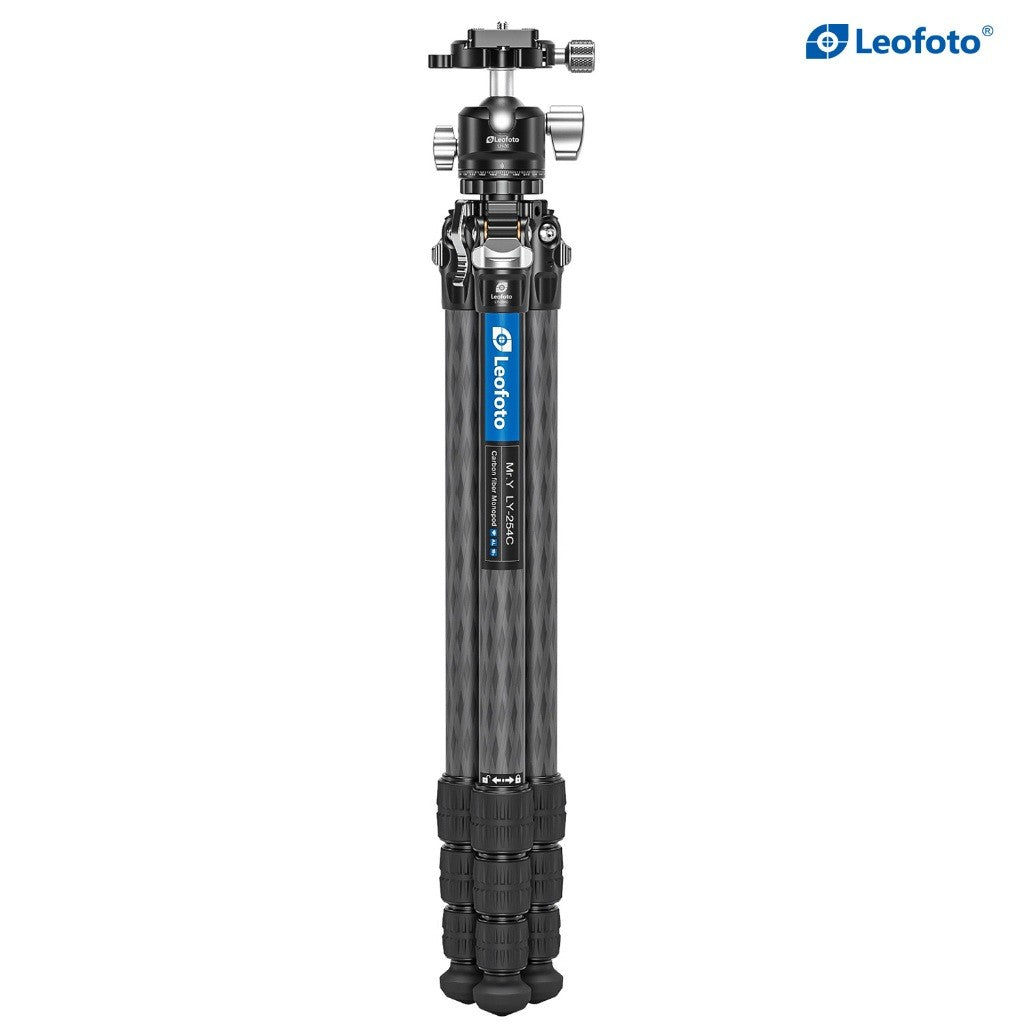 LEOFOTO MR Y TRIPOD LY-254C + LH-30 Y Shaped Center Column 4-section Carbon Fiber with Ballhead Kit