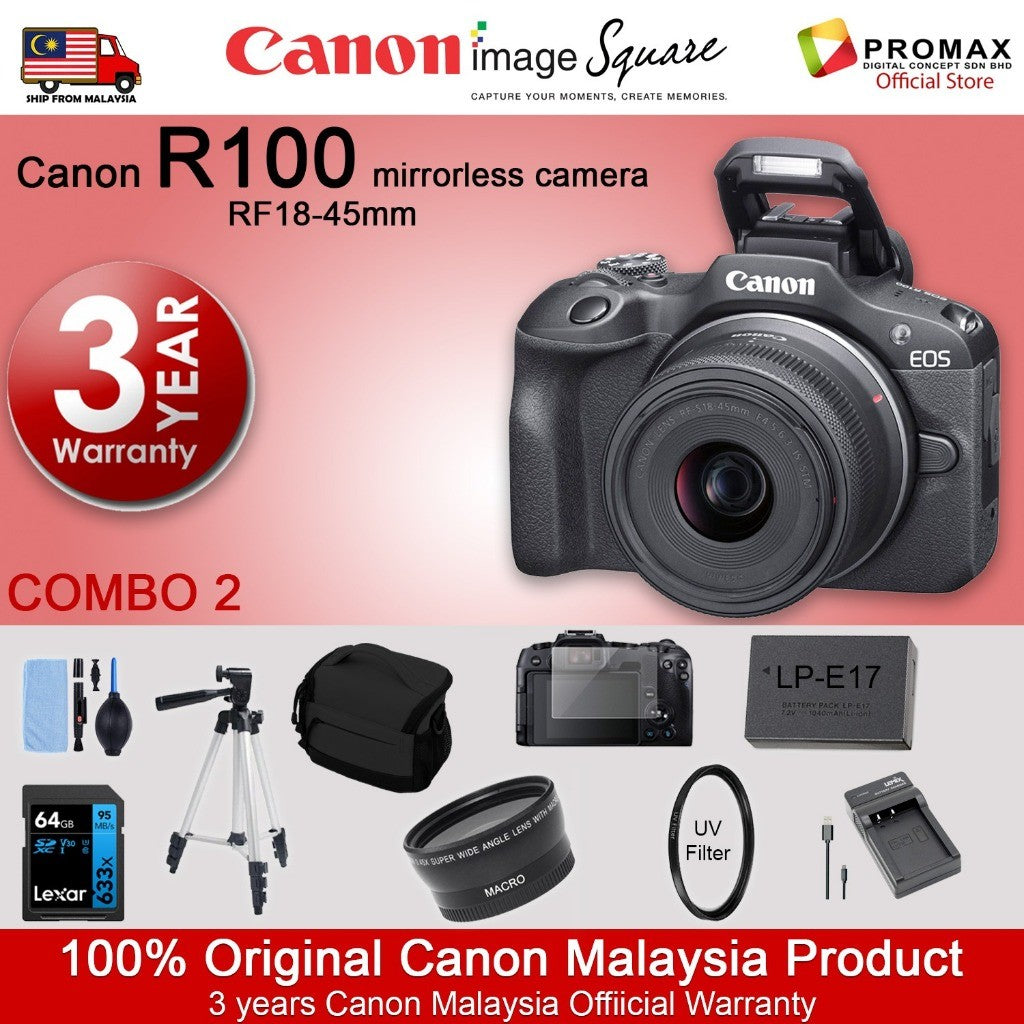 CHEAPEST! Canon EOS R100 18-45mm Mirrorless Digital Camera / 55-210mm - MALAYSIA 3 YEARS WARRANTY