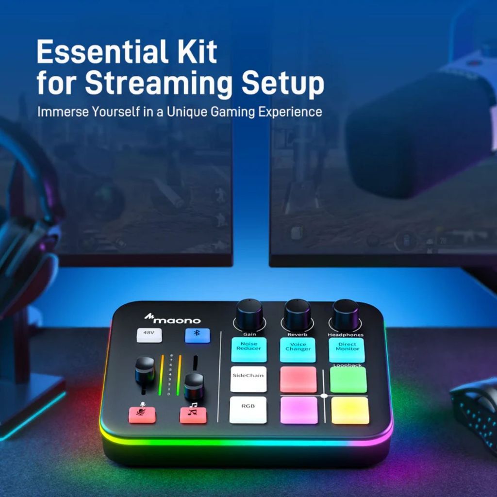 Maono Maonocaster G1 Neo Top Notch Audio Mixer For Game Streamers with RGB Lights Maonocaster