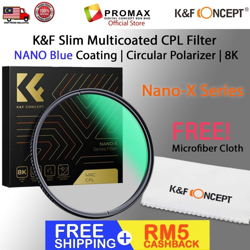 K&F Concept Nano-X Series CPL circular polarizer Filter 67mm / 72mm / 77mm / 82mm / 95mm