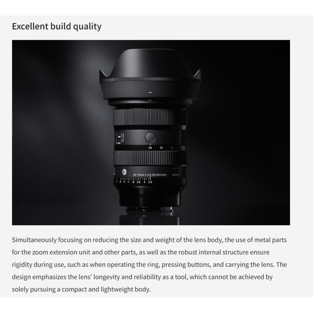 Sigma 24-70MM F2.8 DG DN II ART LENS (Sony E)