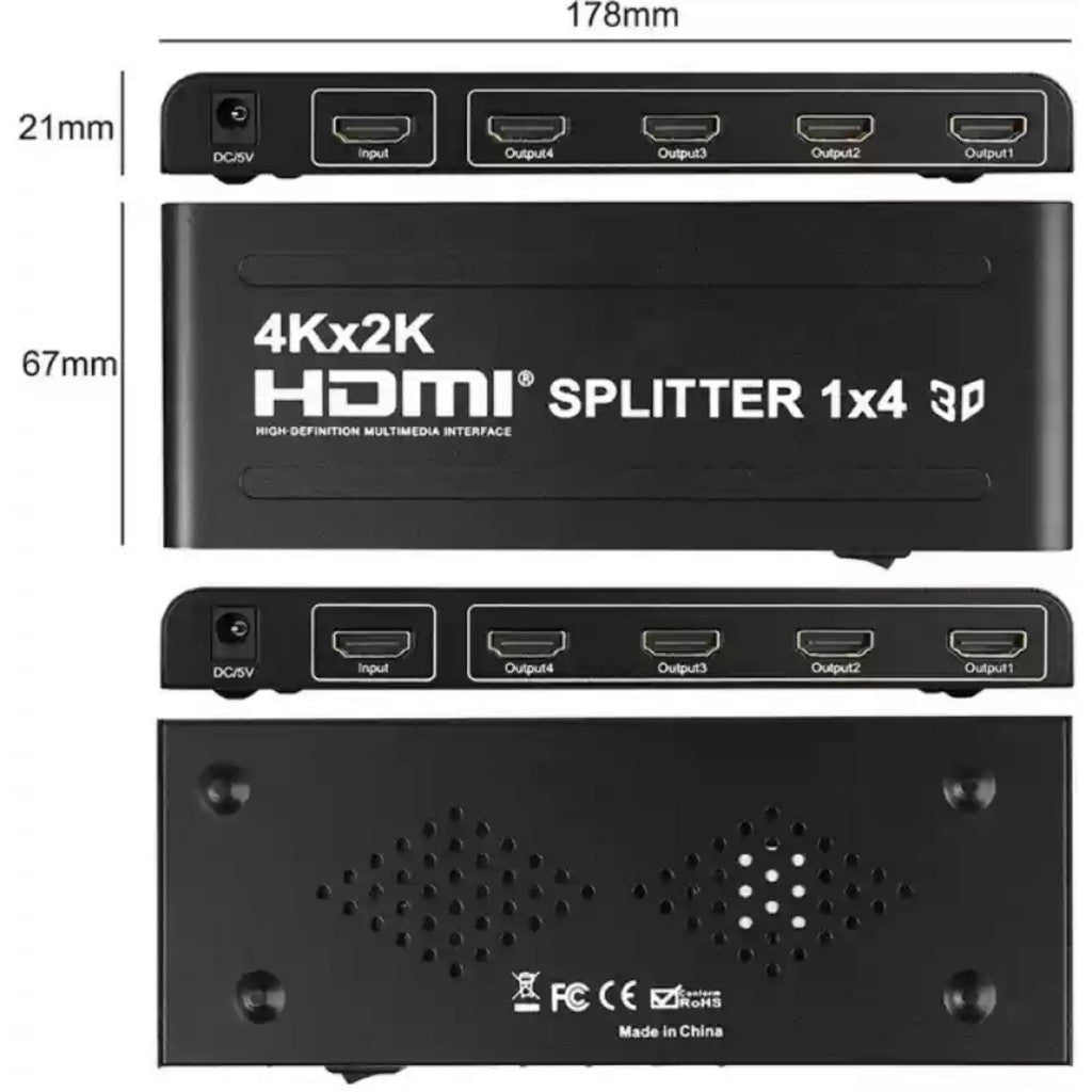 HDMI Splitter 1x4/1x8(1In4Out/1In8Out) HDMI 2.0 UHD/Full HD/4Kx2K/HDTV/3D 4 And 8 ports with Power Adaptor