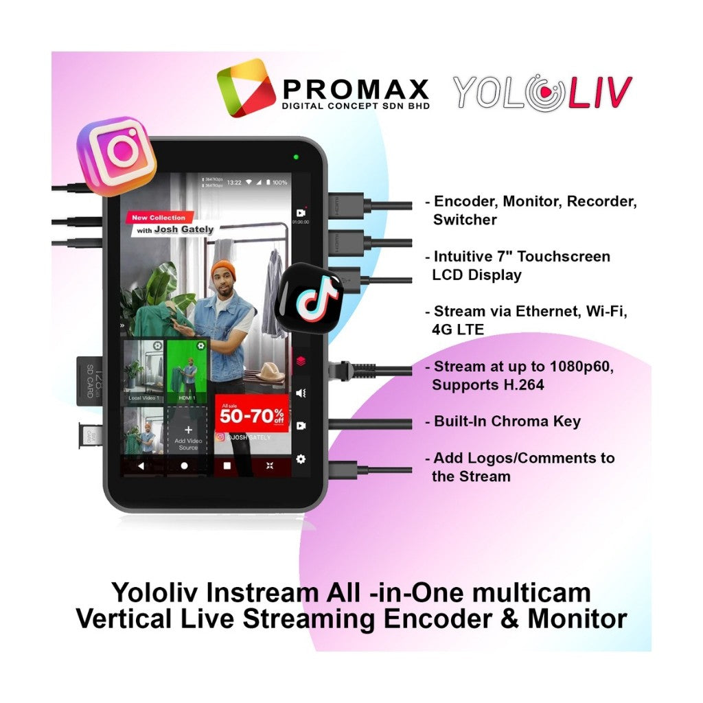 Yololiv Instream  Live Streaming Switcher Encoder Monitor System