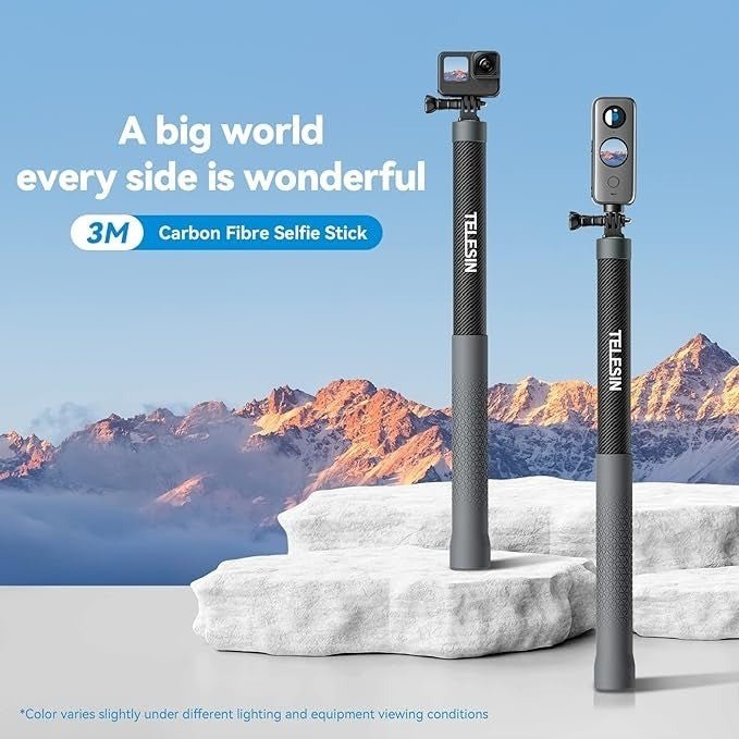 TELESIN GP-MNP-300-3 Third Gen 3m Carbon Fiber Selfie Stick invisible POLE