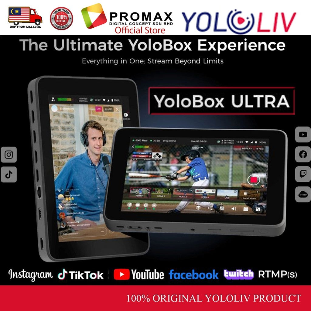 Yololiv Yolobox Ultra Live Streaming Vertical & Horizontal Switcher Encoder Monitor System Display 8"
