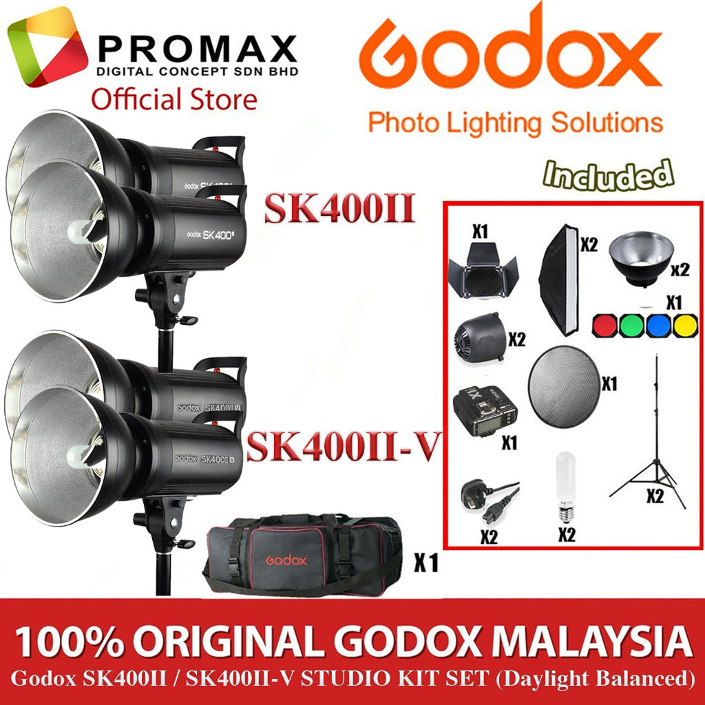 GODOX SK-400II / SK-400II-V DUAL SET Studio Flash Strobe Light SK400 II SK400II sk400iiv