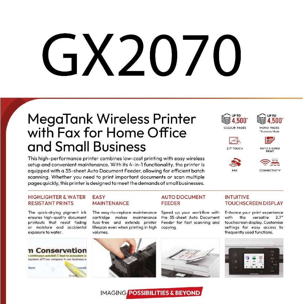 (Touch”N Go RM80) CANON MAXIFY GX1070 / GX2070 INK TANK PRINTERS INJEK BUSINESS PRINTERS FOR PRINT, SCAN & COPY