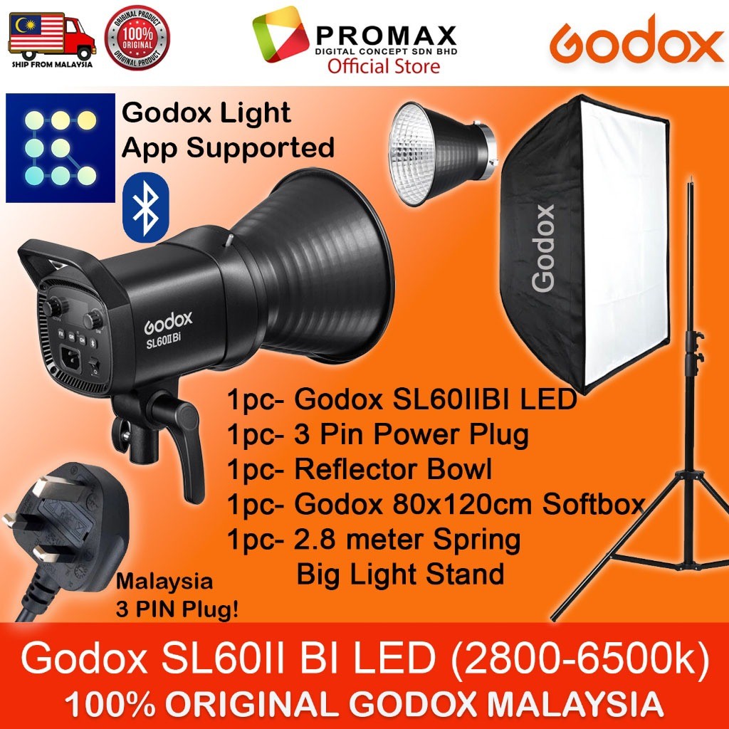 Godox SL60IIBi with Octa softbox with 2.8m stand LED Video Light for Photo Studio Photography SL60 II SL-60II BI