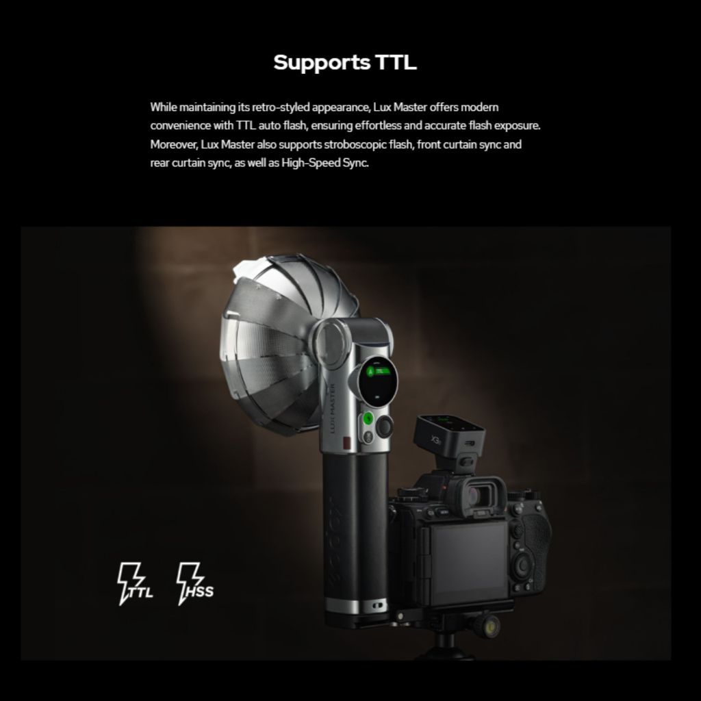 Godox LuxMaster Retro Tiltable LUX Master Camera Flash Head with Wireless Sync and Efficient Touch Screen Lux Master