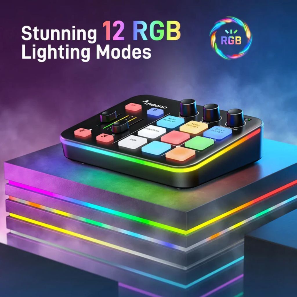Maono Maonocaster G1 Neo Top Notch Audio Mixer For Game Streamers with RGB Lights Maonocaster