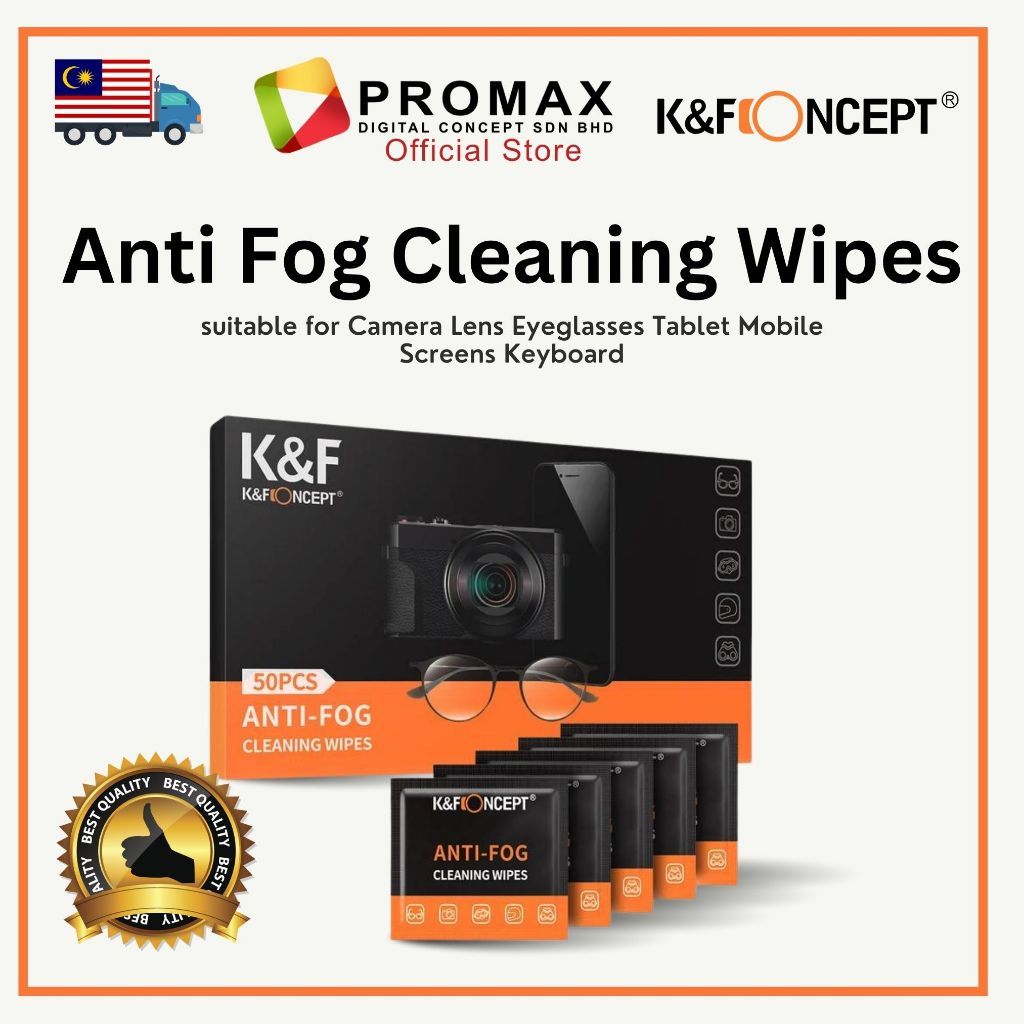 K&F Concept Anti Fog Cleaning Wipes suitable for Camera Lens / Eyeglasses / Mobile Screens