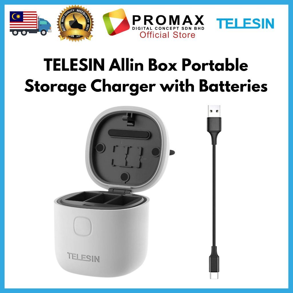 TELESIN Allin Box Battery Charger Storage Case Charging Kit Hub
