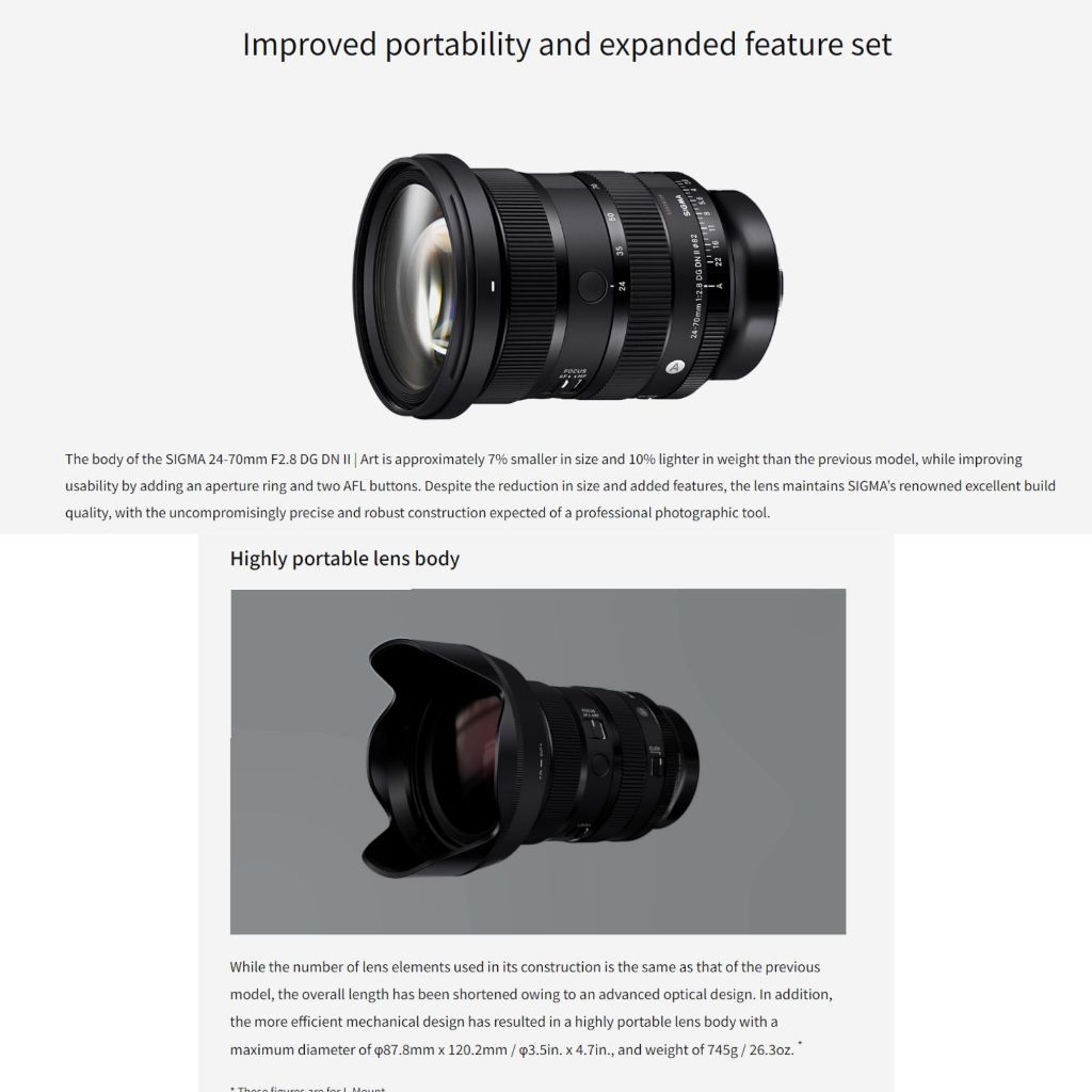 Sigma 24-70MM F2.8 DG DN II ART LENS (Sony E)