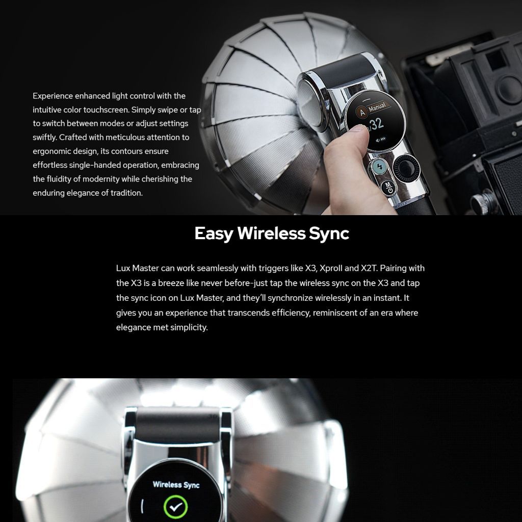 Godox LuxMaster Retro Tiltable LUX Master Camera Flash Head with Wireless Sync and Efficient Touch Screen Lux Master