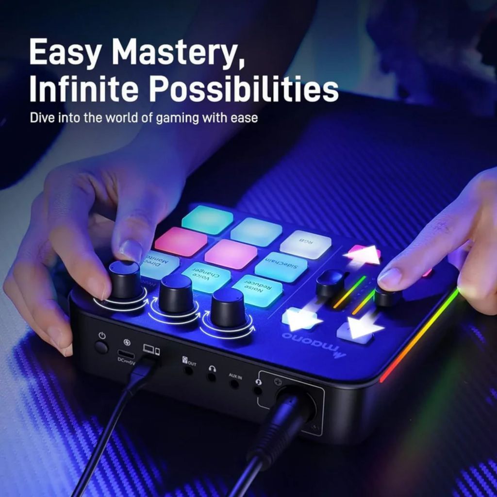 Maono Maonocaster G1 Neo Top Notch Audio Mixer For Game Streamers with RGB Lights Maonocaster
