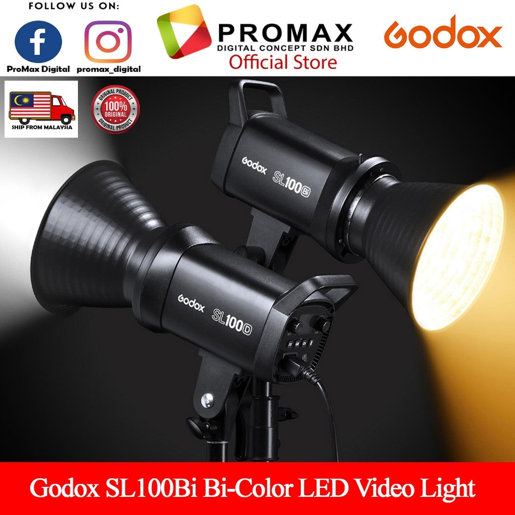 Ready Stock Godox! SL100Bi SL-100Bi SL100 Bi Daylight LED Video Light 2800K-6500K!!!