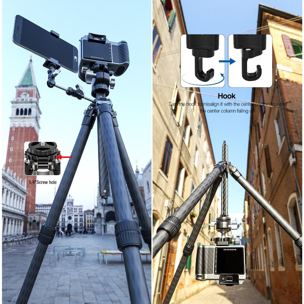 LEOFOTO MR Y TRIPOD LY-284C + LH-30 Y Shaped Center Column 4-section Carbon Fiber with Ballhead Kit