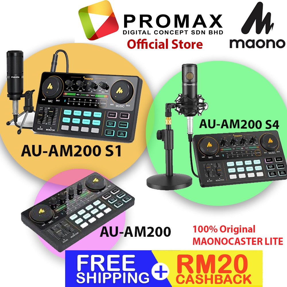 RM20 CASHBACK! MAONO AU-AM200 LITE / S1 Portable podcast Console Live Broadcast SoundCard Mixer Streaming Maonocaster