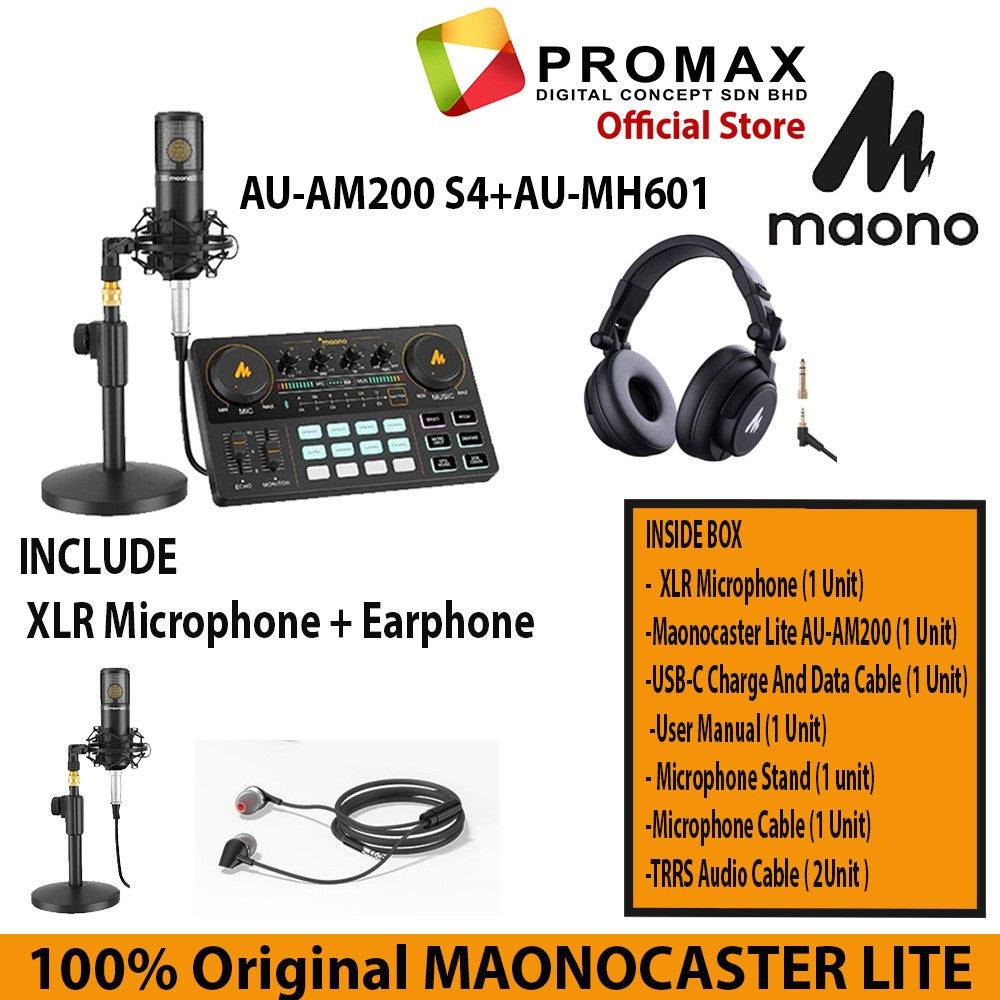 RM20 CASHBACK! MAONO AU-AM200 LITE / S1 Portable podcast Console Live Broadcast SoundCard Mixer Streaming Maonocaster