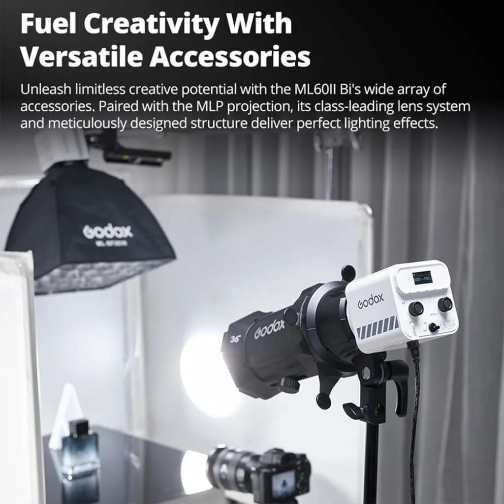 Godox ML60II Bi 70W Bi-Color Portable LED Video Light with AK-B01 NP-F Battery Grid