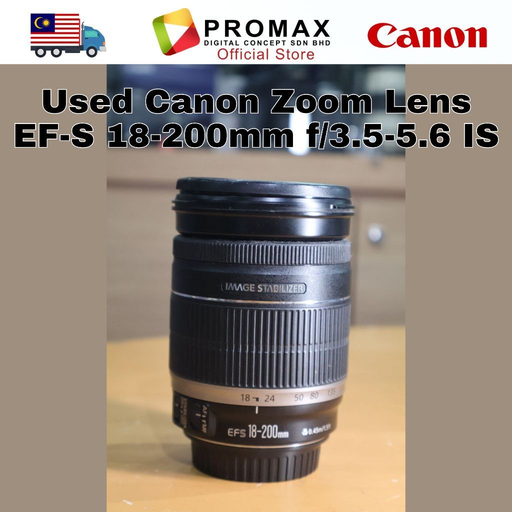 Used Canon Zoom Lens EF-S 18-200mm f/3.5-5.6 IS ( FREE LENS HOOD EW-83D)