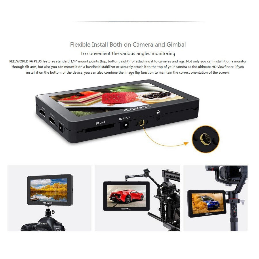 FEELWORLD F6 Plus V2 6 Inch IPS 3D LUT Touch Screen 4K HDMI Camera Field Monitor