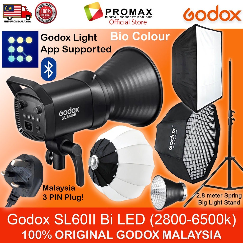 Godox SL60IIBi with Octa softbox with 2.8m stand LED Video Light for Photo Studio Photography SL60 II SL-60II BI