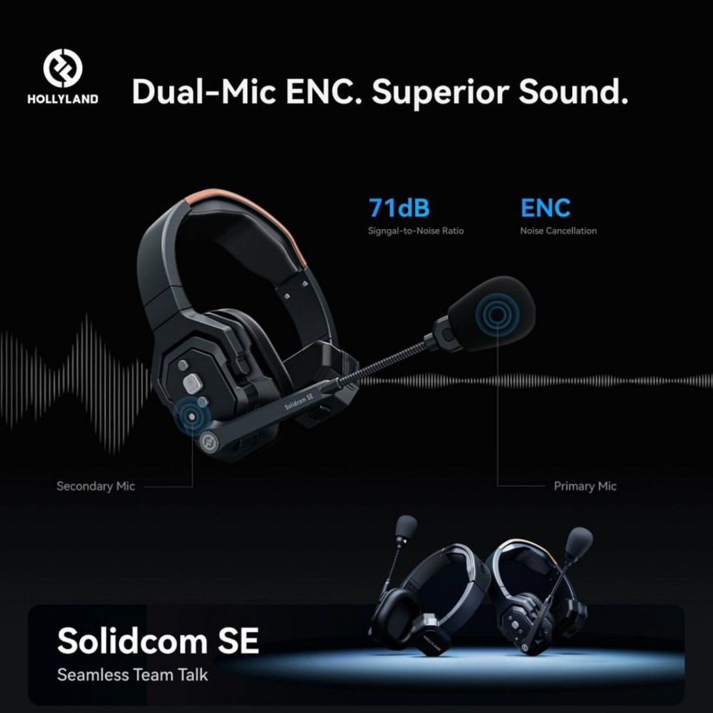 Hollyland Solidcom SE Wireless Waterproof Headset Intercom System with Noise Cancellation