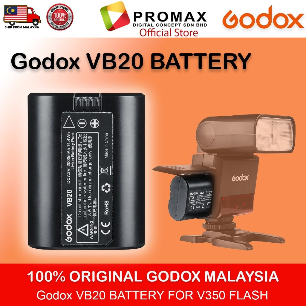 Godox VB20 VB-20 VB 20 Lithium-Ion Battery for V350 Flash (7.2V, 2000mAh)