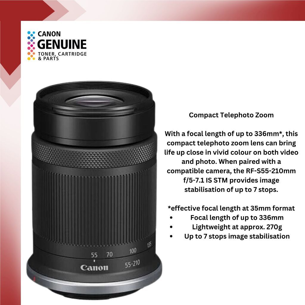 Canon RF-S 55-210mm f/5-7.1 IS STM Lens ( No Box, take from R50 box , CANON MALAYSIA