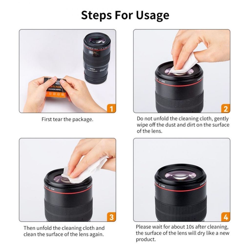 K&F Concept Anti Fog Cleaning Wipes suitable for Camera Lens / Eyeglasses / Mobile Screens